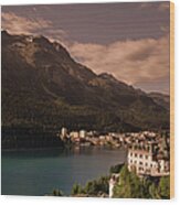 St. Moritz, Switzerland Across Lake Wood Print