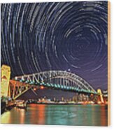 Star-trail Over Sydney Wood Print