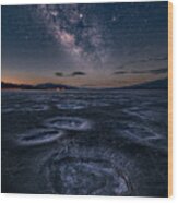 Starry Night At Death Valley Wood Print