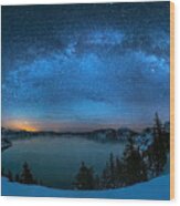 Starry Night Over The Crater Lake Wood Print