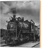 Steam Locomotive In Black And White 1 Wood Print