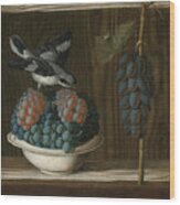 Still Life With Grapes And A Gray Wood Print