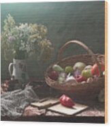 Still Life With Vegetable Basket Wood Print