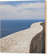 Stone Curved Balustrade By The Sea Wood Print