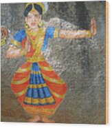 Stone Painting Of Nautch Dancing Gir Wood Print
