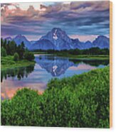 Stormy Morning In Jackson Hole Wood Print