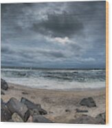 Stormy Sandy Hook Wood Print