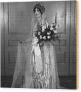 Studio Shot Of Woman In Wedding Dress Wood Print