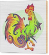 Stylized Rooster I Wood Print