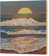 Beach Sunset Wood Print