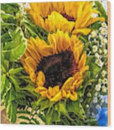 Sunflowers Bouquet Wood Print