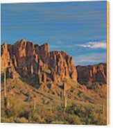 Sunset At Superstition Mountain Wood Print