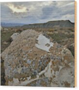 Sunset Over Book Cliff Boulders Wood Print