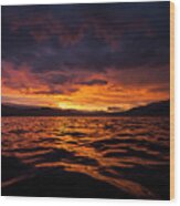 Sunset Over Okanagan Lake And The South Okanagan Valley, Naramata, British Columbia, Canada Wood Print