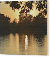 Sunset Over The Lake Wood Print