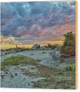 Sunset Over The Outermost Harbor Marine Wood Print