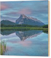 Sunset Vermillion Lakes Wood Print