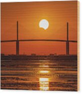 Sunshine Skyway Eclipse Above Wood Print