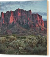 Superstition Mountains Colors Wood Print