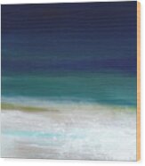 Surf And Sky- Abstract Beach Painting Wood Print