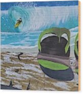 Surf's Up, Sandals Down Wood Print