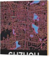 Suzhou City Map Wood Print