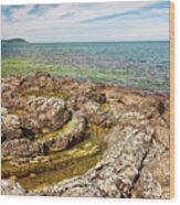 Swedish Coastline Rock Feature Wood Print