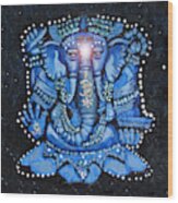 Sweet Blue Ganesha Wood Print