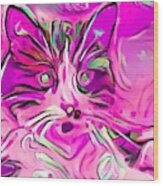 Sweet Pink Stokes Kitty Wood Print