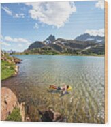 Swimming In Limestone Lakes Height Of The Rockies Provincial Park Wood Print