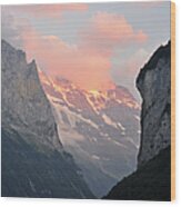 Swiss Alps At Sunset Wood Print