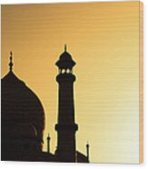 Taj Mahal At Sunset Wood Print