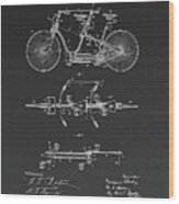 Tandem Bicycle Patent Drawing Wood Print