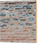 Texture Of Natural Stone Material And Brick Masonry Walls Wood Print