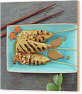 Thai Chicken Satay Wood Print