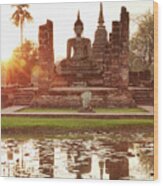 Thailand, Thailand Northern, Sukhothai, Gulf Of Siam, Gulf Of Thailand, Wat Mahathat, Sukhothai Historical Park Wood Print
