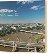 Thames River Aerial View In London Wood Print