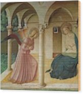 The Annunciation. Fresco In The Former Dormitory Of The Dominican Monastery San Marco, Florence. Wood Print