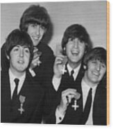 The Beatles Holding Medals Wood Print