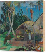 The Black Pigs. Artist Gauguin, Paul Wood Print