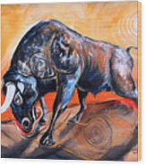 The Bull, Gerit Estque In Curant Wood Print