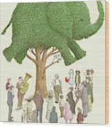 The Elephant Tree Wood Print