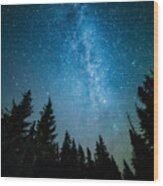 The Milky Way Rises Over The Pine Trees Wood Print