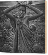 The Mursi Buffalo Woman (omo Valley-ethiopia) Wood Print