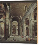 The Nave Of St Peter's Basilica In The Vatican C1735 By Giovanni Paolo Pannini Wood Print