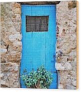 The Old Blue Door Wood Print