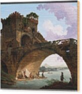 The Ponte Salario By Hubert Robert Wood Print