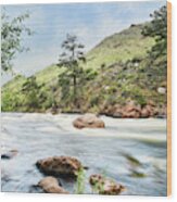 The River Flows Wood Print