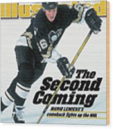 The Second Coming Mario Lemieuxs Comeback Lights Up The Nhl Sports Illustrated Cover Wood Print
