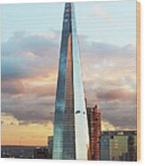 The Shard Skyscraper At Sunset Wood Print